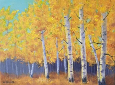 Helen Sklarz, Walking in Sunshine , Oil on stretched canvas, 12 x 16 inches